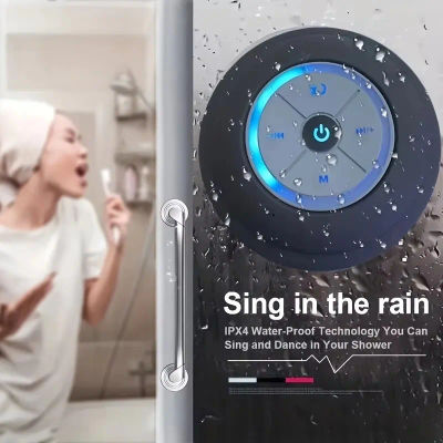 Altavoz portátil inalámbrico Bluetooth 5,0 LED IPX4 altavoz impermeable exterior baño gran ventosa Mini caja de sonido estéreo