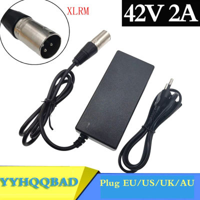 Cargador de 36V, cargador de batería de litio para bicicleta eléctrica de 42V y 2A para paquete de batería de litio de 36V con enchufe/conector XLR de 3 pines