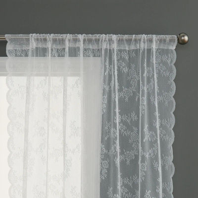 1 pieza de cortinas de flores de belleza de plantas de encaje, varilla terminada, cortinas de hilo blanco de estilo Pastoral para exteriores, decoración de ventanas convexas para dormitorio
