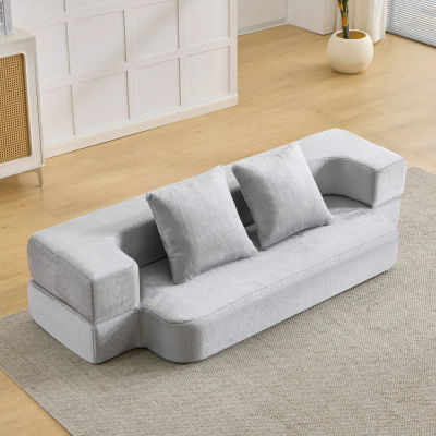 Sofá convertible moderno 2 en 1 de 2 plazas, sofá multiusos de doble uso, no requiere montaje, fácil de transportar, muebles versátiles para el hogar, para sala de estar, habitación de invitados,