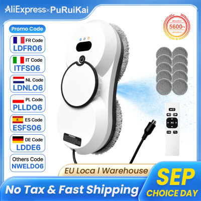 Robot Limpiacristales PuRuiKai, Robot Limpiacristales de 5600 Pa, Control Remoto, 3 Modos de Limpieza, Monitoreo Inteligente de Bordes