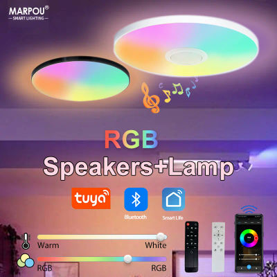 Lámpara LED de techo inteligente con altavoz, atenuación RGB, reproducción de música TUYA, 30W, 36W, 220V, Bluetooth, WiFi, Control remoto, decoración interior del hogar