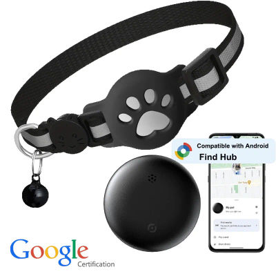 Rastreador GPS Bluetooth Compatible con Google Find My (Solo Android), Etiqueta Inteligente Impermeable con Collar Ajustable para Gatos y Mascotas