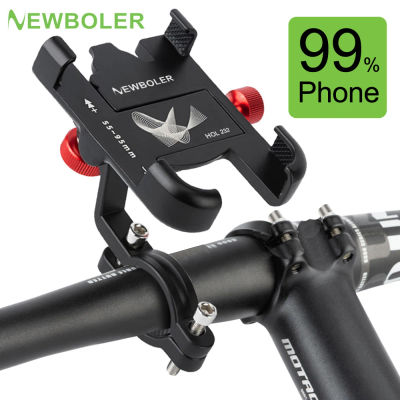 NEWBOLER MTB Soporte para teléfono Soporte para bicicleta 360 ° Soporte giratorio de aluminio ajustable para teléfono de bicicleta, soporte antideslizante para ciclismo
