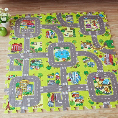 9 unids/lote, alfombra de juego para bebés, alfombra para niños, juguetes de suelo suave, suelo suave para tráfico de carretera, decoración del hogar, rompecabezas de espuma EVA para niños, alfombra
