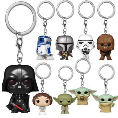 Llavero de moda de Obi-Wan Kenobi, The Child (Baby Yoda) con taza, Boba Fett, el Mandaloriano, figuras de PVC de bolsillo, juguetes, llavero
