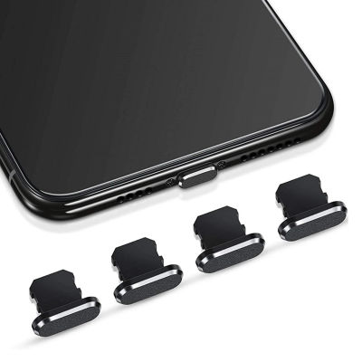 4 Uds. Tapón antipolvo de aleación de aluminio para IPhone 14, 13, 12 Pro Max 11 Mini XS 8 Plus IPad AirPods Apple Series cubierta de puerto relámpago