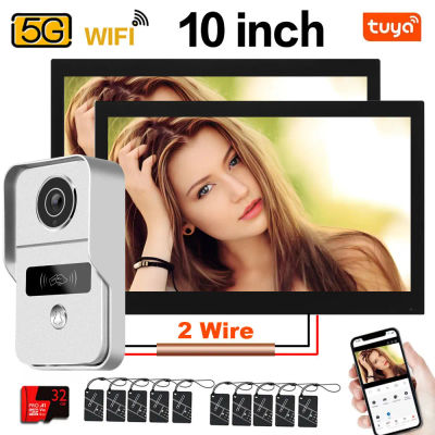 Tuya 1080P 5G Wifi, 2 monitores táctiles de 7/10 pulgadas para sistema de apartamento, seguridad doméstica, timbre de 2 hilos, desbloqueo por tarjeta, aplicación y NFC