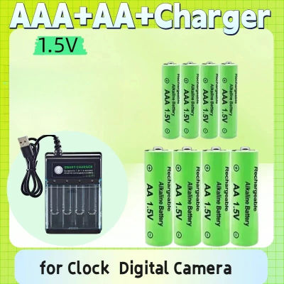 Batería Recargable Original de 1.5V AA+AAA+Cargador para Computadora, Reloj, Radio, Videojuegos, Cámara Digital AA AAA