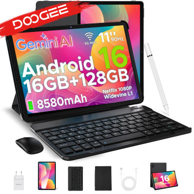 Tablet PC DOOGEE U11 con Android 16, Pantalla Ultraclara de 11 Pulgadas y 90Hz, 4GB de RAM, 128GB de ROM, Batería de 8580mAh, Altavoces Duales, Compatible con Widevine L1