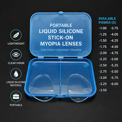 Lentes de Silicona Adhesivas para Miopía 2026, Parches Portátiles para Miopía, Gafas de Sol Adhesivas, Gafas de Natación, Gafas Protectoras Deportivas