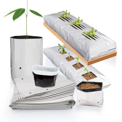 Bolsa de cultivo de plantas blancas y negras de PE de 0,12mm de espesor para jardín, invernadero, verduras, fresas, cultivo sin suelo, bolsillo para plantar