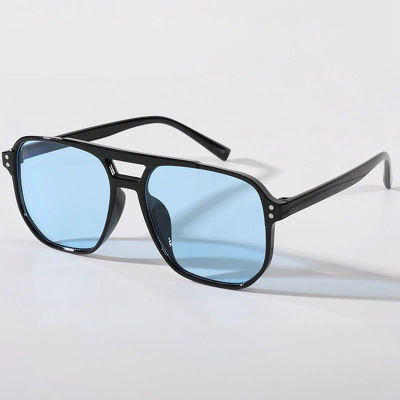 Gafas de Sol Cuadradas Retro para Hombre y Mujer, Gafas de Sol Poligonales Vintage Negras para Mujer, Gafas de Sol de Doble Barra para Dama