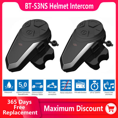 BT-S3NS Casco de motocicleta Auriculares compatibles con Bluetooth Intercomunicador de comunicación MP3 GPS Intercomunicador impermeable