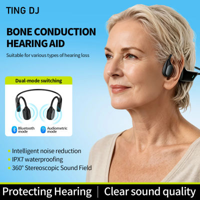 Audífono de conducción ósea de modo dual, Bluetooth, recargable, con reducción de ruido, IPX7, resistente al agua, amplificador de voz para música, TV y llamadas