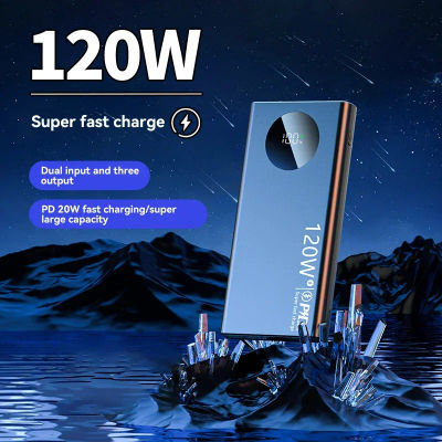 Banco de energía de alta capacidad, cargador de batería portátil de 120W y 50000mAh, compatible con iPhone, Samsung y Huawei, novedad de 2024