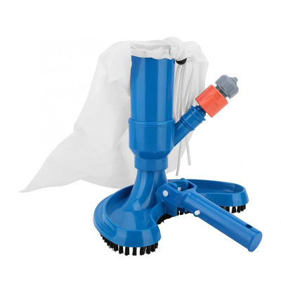 Aspiradora portátil para piscinas con forma de media luna azul, limpiador subacuático con cepillo, accesorios de limpieza para piscinas