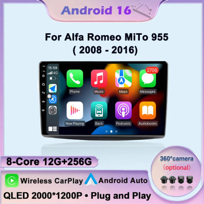 Reproductor Multimedia para Auto con Sistema Android 16, WiFi, Pantalla Dividida, Navegación GPS, Bluetooth, para Alfa Romeo MiTo 955 2008-2016