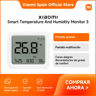Official | Mi Temperature and Humidity Monitor 3 Toda la información de los cambios de temperatura y humedad en un vistazo Pantalla grande | Sensor digital de alta precisión de grado industrial