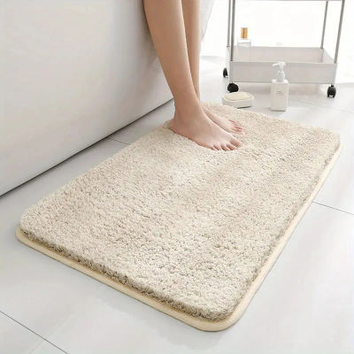 Alfombra de baño antideslizante con absorción de agua, alfombra de baño gruesa, alfombra de pelo largo, alfombra de baño duradera lavable a máquina