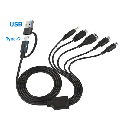 Cable de carga USB C 5 en 1 para Nintendo nuevo 3DS Xl Nds Lite Ndsi Ll Wii U Cable cargador para nintendo Gba para Sony Psp 1000/2000