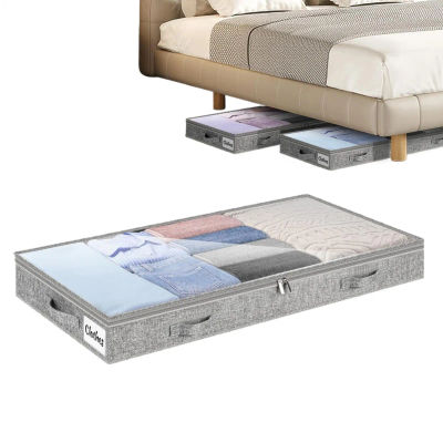 Bolsa grande para guardar ropa con tapa transparente, plegable, para guardar edredones, mantas y ropa debajo de la cama, organizador para dormitorio o habitación.