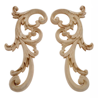 Apliques de madera tallados transparentes para puerta, calcomanía decorativa para muebles excelentes para gabinete, cajón, ventana, tocador, 1 par/2 piezas
