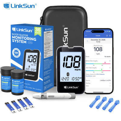 Kit de Medidor de Glucosa en Sangre Bluetooth LinkSun G-427B, 50/100 Tiras Reactivas, Alta Precisión, Pantalla Grande, Monitor de Diabetes, Medidor Digital