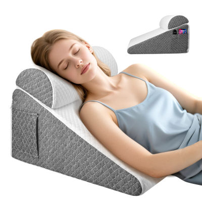 Almohada de cuña para cama, almohada triangular de espuma viscoelástica para Apnea del sueño, reflujo ácido, ronquidos, elevación de piernas de 12 pulgadas, soporte para la espalda