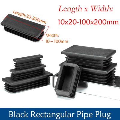 Tapas de extremo ciego de plástico negro, tapas de tubo rectangulares, tapones de inserción, tapones para muebles, mesas, sillas, protectores de almohadillas para pies, 2-100 unidades