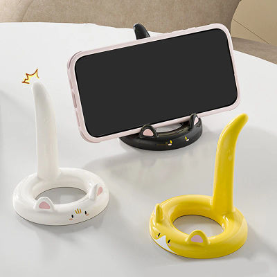 Soporte para teléfono móvil con forma de gato de dibujos animados, minisoporte creativo para teléfono móvil de escritorio, se puede utilizar como adorno decorativo