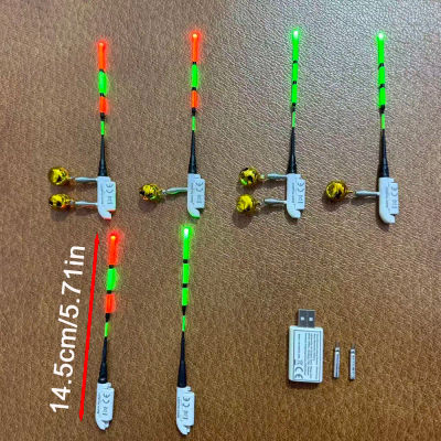 2 luces para caña de pescar + 2 baterías recargables + 1 cargador USB, indicador luminoso para caña de pescar nocturna con batería recargable CR425 + cargador