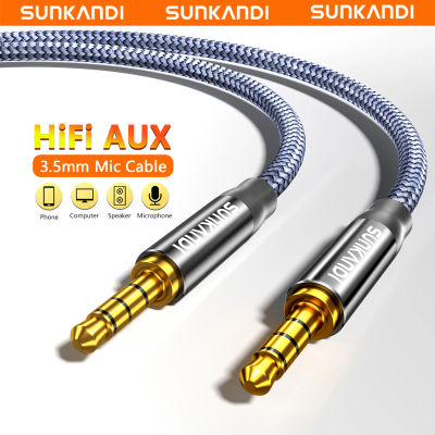 SUNKANDI Cable de Audio de 3,5mm trenzado TRRS conector estéreo Hi-Fi de 4 polos Cable auxiliar macho a macho para tabletas auriculares altavoz
