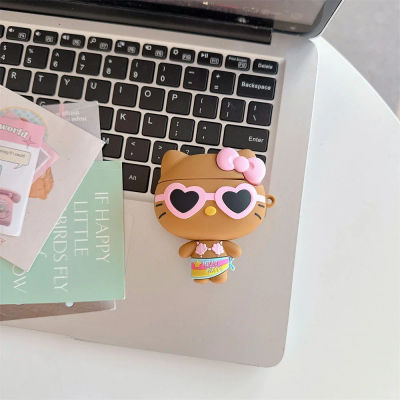 Funda para auriculares 3D Hello Kitty para AirPods pro 2 3, funda para auriculares inalámbricos con Bluetooth, accesorio protector estereoscópico de Sanrio