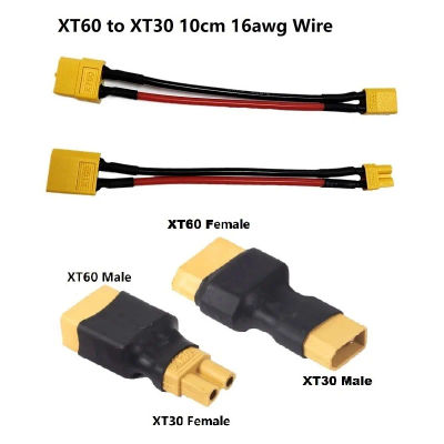 1 Uds adaptador XT60 a XT30 conector macho/hembra 10CM 16AWG Cable de silicona para cargador RC Quadcopter Dron FPV