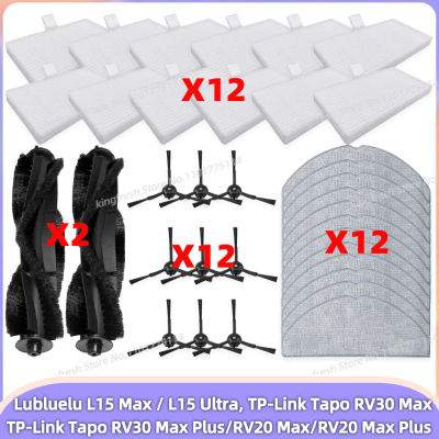 Lubluelu B40 Plus / B40, Lubluelu L15 Max, Lubluelu L15 Ultra, TP-Link Tapo RV30 Max/RV30 Max Plus/RV20 Max/RV20 Max Plus Piezas de aspiradora: Filtro, Rodillo principal, Cepillo lateral, Paño de