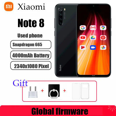 Xiaomi Redmi Note 8 Firmware Global Smartphone con funda de teléfono Original Android Phone 4000mAh Batería Quad Cmaera Teléfono usado