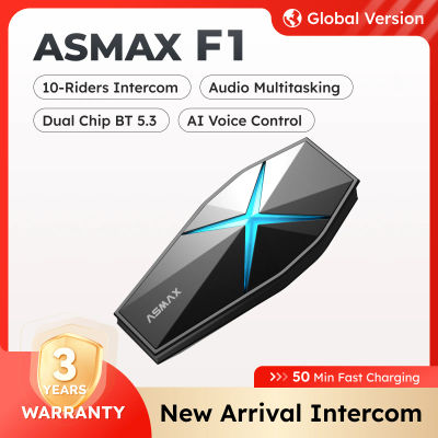 ASMAX F1S intercomunicador para motocicleta 10 conductores casco de comunicación auriculares Bluetooth BT5.3 IP67 altavoces HIFI impermeables para motos de nieve