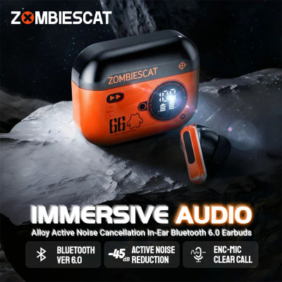 Audífonos Inalámbricos Zombi Cat B20 de Aleación con Bluetooth 6.0 y Cancelación Activa de Ruido (ANC) de -45dB, Bajos Potentes, TWS