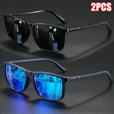 2 pares de gafas de sol polarizadas vintage cuadradas de lujo UV400 para ciclismo, moda para hombres y mujeres, gafas de sol para viajes, conducción y pesca