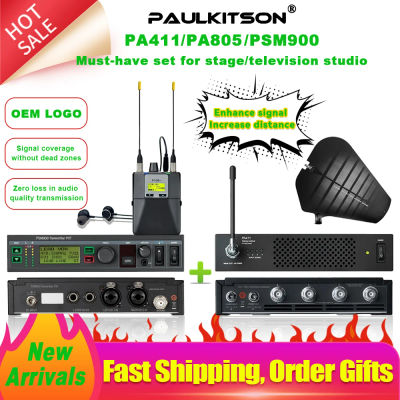 Monitores intrauditivos Paulkitson PSM900 y sistema combinado de antena PA411/PA805 para sistemas intrauditivos estéreo de estudio de escenario 542-578MHz