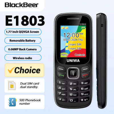 Precio bajo UNIWA E1803 2G GSM característica teléfono 1,77 "Dual SIM teléfono móvil para personas mayores botón pulsador Radio inalámbrica linterna teléfono