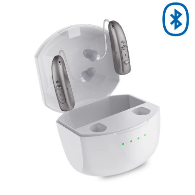 Audífono Bluetooth, Compensación Digital para la Pérdida de Audición, Audífono con Ajuste Invisible y Reducción de Ruido, Base para Audífono