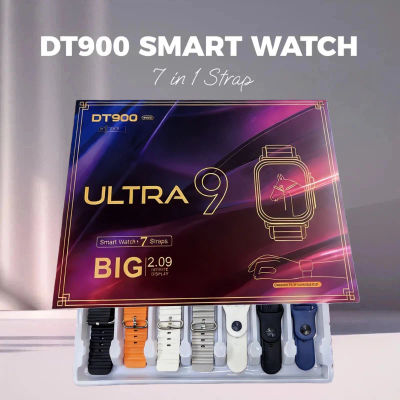 Reloj Inteligente DT900 Ultra 9 con Pantalla Grande de 2.09'', 7 Correas, Llamadas Bluetooth, Monitor de Actividad Física, Compatible con IOS y Android ﻿
