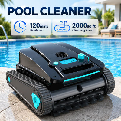Robot Limpiafondos H2 con 120 Minutos de Autonomía para Piscinas de 2000 Pies Cuadrados Limpiador de Paredes y Líneas de Agua para Piscinas con Autoparqueo