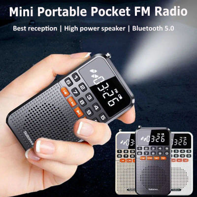 Mini Radio de bolsillo portátil, receptor de Radio de antena Dual, Altavoz Bluetooth, Walkman con pantalla LED, linterna, reproductor de tarjeta TF