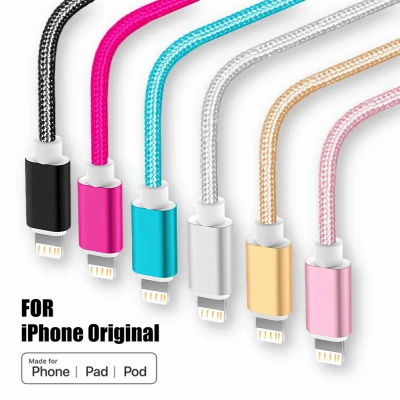 Cable cargador USB trenzado de nailon metálico para iPhone 14 8 7 6S Plus X XR XS 11 12 13 Pro Max Cable de datos de carga rápida iPad 9 1m 2m 3m