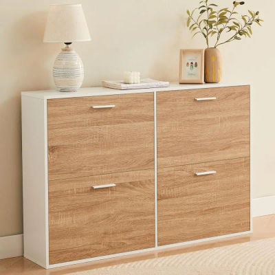 Zapatero Plegable de 4 Niveles – Mueble Zapatero de Madera y Blanco – Diseño Moderno, Gran Capacidad para 24 Pares, Mueble de Almacenamiento Personalizable