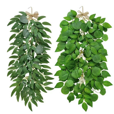 Decoración de pared para el hogar, cifrado, planta verde, simulación de hoja de sauce, tira de glicina, colgante de simulación de eucalipto