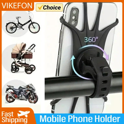 VIKEFON 360 giratorio teléfono móvil bicicleta motocicleta soporte seguro soporte de silicona tipo de tracción para todos los soportes de teléfono